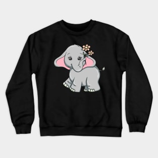 Little elephant with beautiful flowers Crewneck Sweatshirt